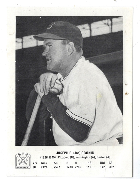 C. 1970's Joe Cronin (HOF) Cooperstown 5 x 7 Photo