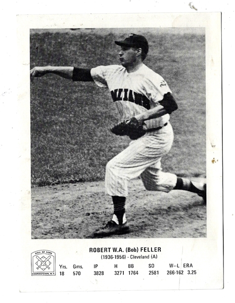 C. 1970's Bob Feller  (HOF) Cooperstown 5 x 7 Photo