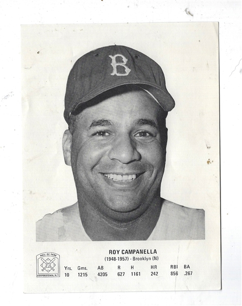 C. 1970's Roy Campanella (HOF) Cooperstown 5 x 7 Photo