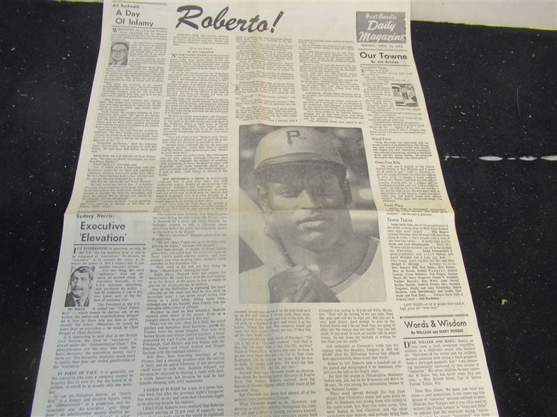 1971 - 74 Pittsburgh Post Gazette Lot of (10) Individual Newspaper Sections