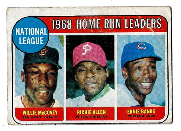 1968 NL Home Run Leaders - McCovey, R. Allen & Banks - Topps Card