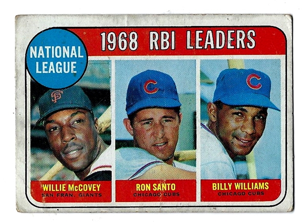 1968 NL RBI Leaders Card - McCovey, Santo & B. Williams - From the 1969 Topps Set