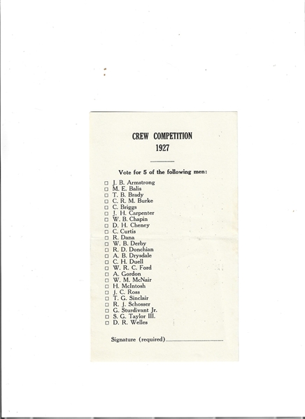 1927 Yale Crewing Competition (1) Page Roster 