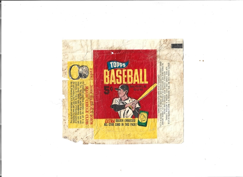 1965 Topps Baseball 5 Cent Wrapper - Lesser Condition