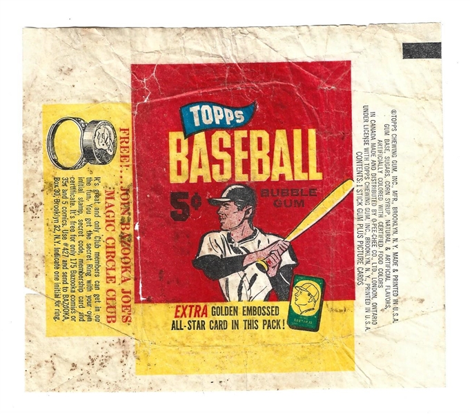 Lot Detail - 1965 Topps Baseball 5 Cent Wrapper # 2 - Lesser Condition