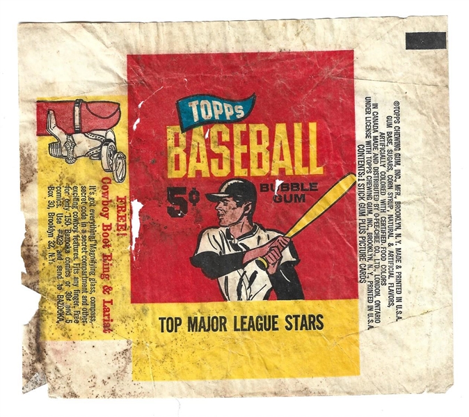 1965 Topps Baseball 5 Cent Wrapper # 3 - Lesser Condition