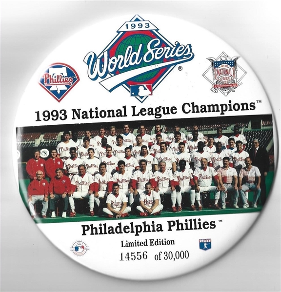 1993 World Series (Phillies - NL Champs) Oversized Pinback with Stand Up Easel on Back