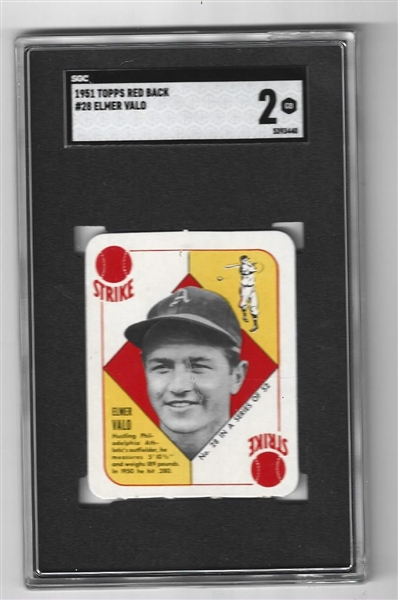 1951 Elmer Valo (Philadelphia Athletics) Topps Red Back Card PSA Graded 2