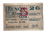 1898 Corbett vs. Sharkey Heavyweight Championship Ticket
