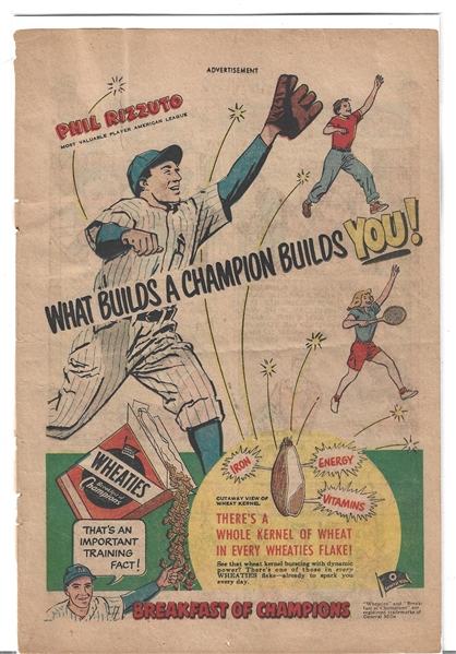 1950's Phil Rizzuto (HOF) Wheaties Cereal Full Page Display Ad