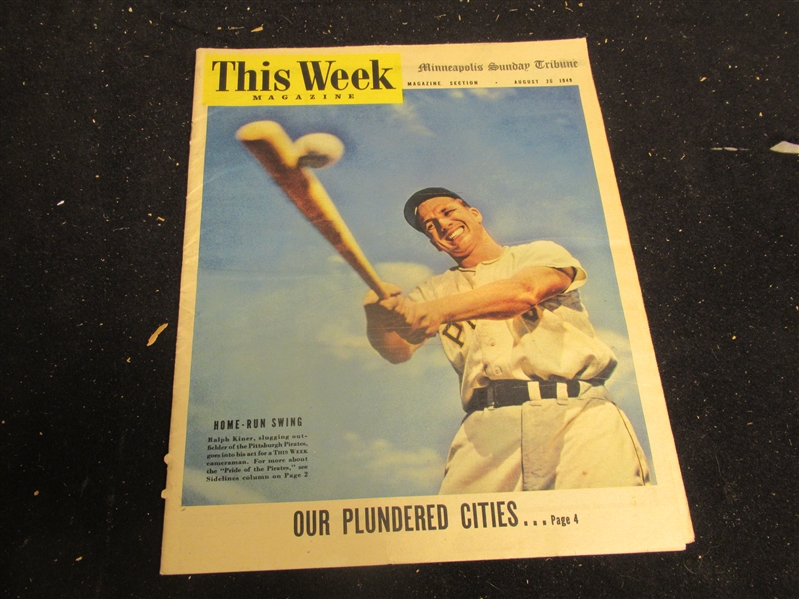 1949 Ralph Kiner (HOF) Minneapolis Sunday Tribune Magazine