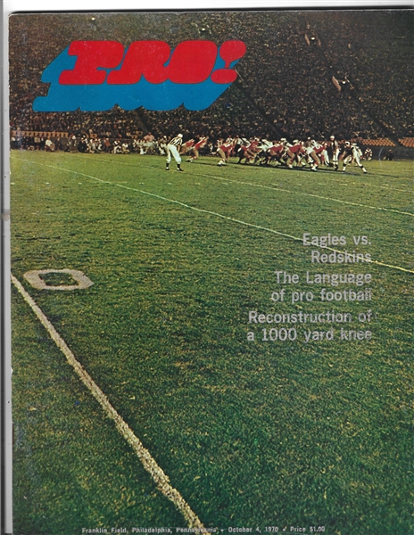 1970 Philadelphia Eagles (NFL) vs. Washington Redskins Official Program at Franklin Field