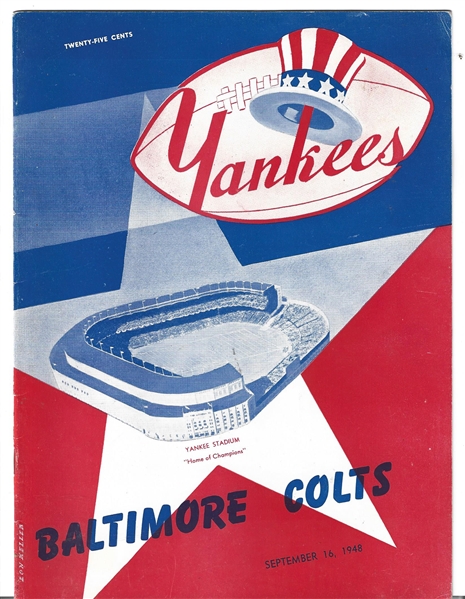 1948 Baltimore Colts (AAFC - Pro Football) vs. NY Yankees Official Program