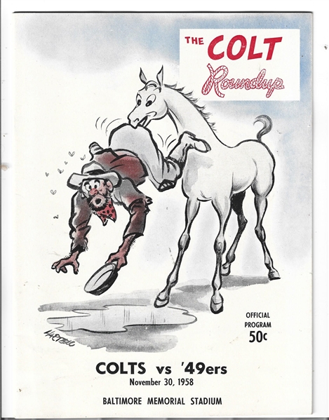 1958 Baltimore Colts (NFL) vs. SF 49'ers Official Program