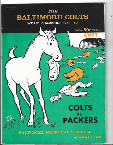 1960 Baltimore Colts (NFL) vs. Green Bay Packers Official Program