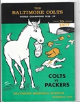 1960 Baltimore Colts (NFL) vs. Green Bay Packers Official Program