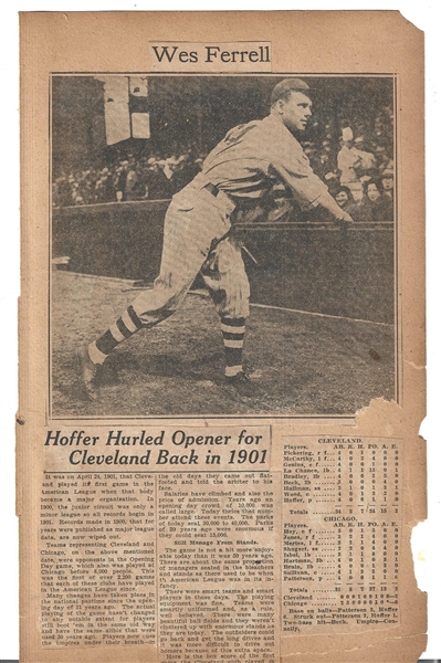 1901 The 1st Game Ever Played in The American League (Chicago vs. Cleveland) Boxscore & Historical Perspective