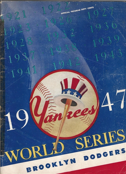 1947 World Series (NY Yankees vs. Brooklyn Dodgers) Official Program at NY