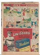 1937 Lou Gehrig (HOF) Lot of (2) Huskies Cereal Comic Display Ads