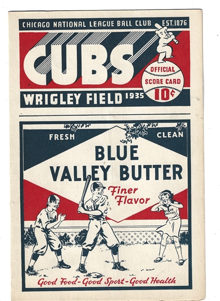 1935 Chicago Cubs (NL) vs. New York Giants Official Scorecard at Wrigley Field