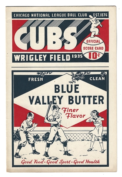 1935 Chicago Cubs (NL) vs. Philadelphia Phillies Official Scorecard at Wrigley Field