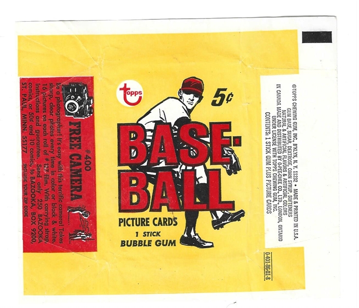 1968 Topps Baseball 5 Cent Wrapper - Better Grade