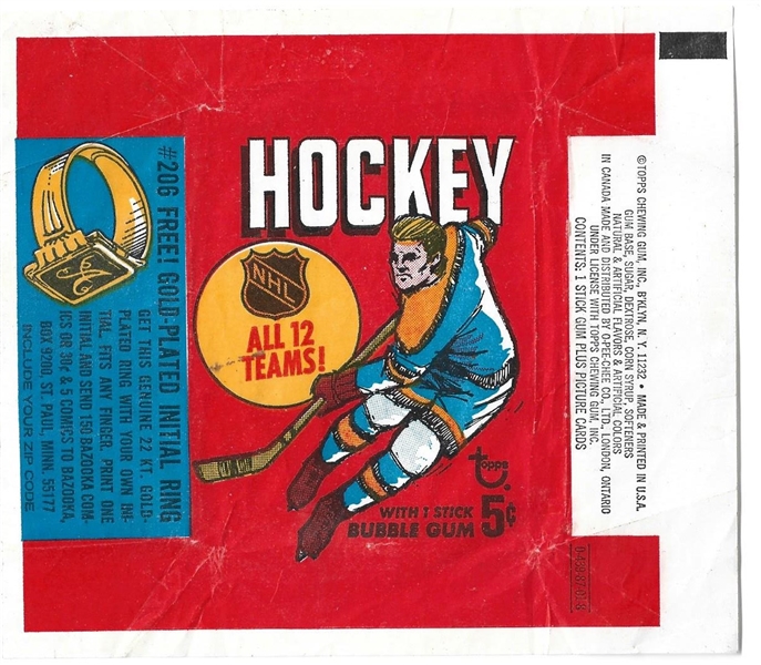 1968 Topps 5 Cent Hockey Wrapper - Better Grade