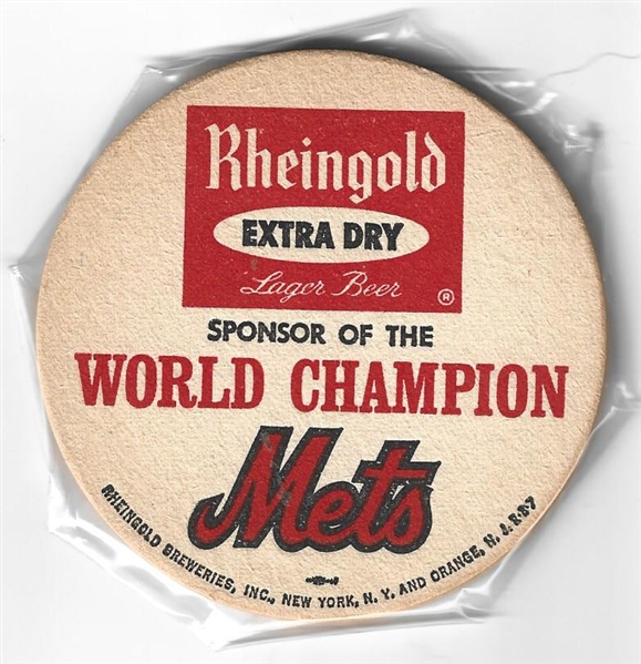 1969 NY Mets World Champions Rheingold Beer Lot of (4) Beer Coasters