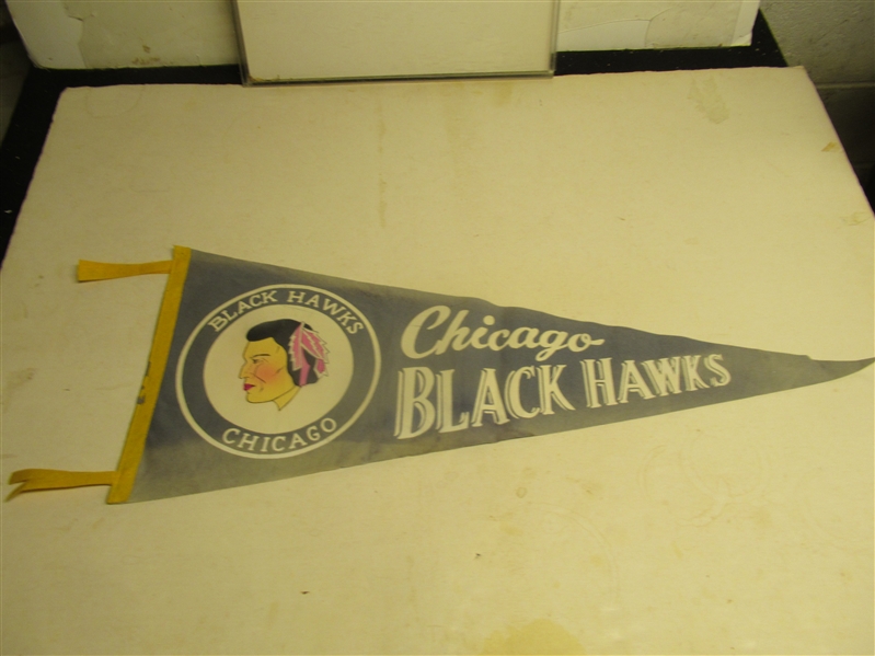 1960's Chicago Black Hawks (NHL) Full Size Felt Pennant 