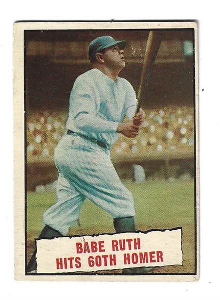 1961 Babe Ruth Topps Card # 401: Babe Ruth Hits 60th Homer