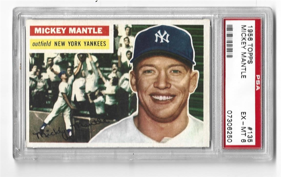 1956 Mickey Mantle (HOF) Topps Baseball Card PSA Graded 6