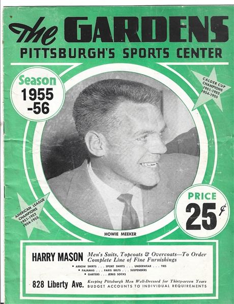 1955 - 56 Pittsburgh Hornets (AHL) Hockey Program