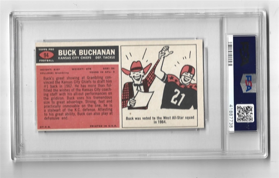 1965 Bick Buchanan (HOF) Topps Football Card PSA Graded 5 