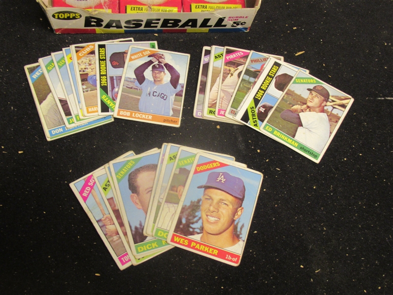 1966 Topps Baseball Memorabilia Lot - (1) Box, (3) Rec. Packs, Wrappers and Cards