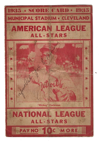 1935 MLB All-Star Game (At Cleveland) 4 Page Scorecard 