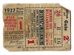 1937 World Series (NY Yankees vs. NY Giants) Official Ticket Game # 1 