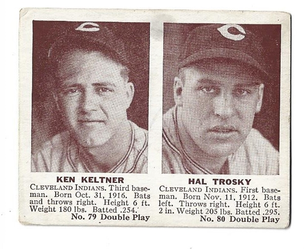 1941 Double Play Baseball Card - Ken Keltner & Hal Trosky 