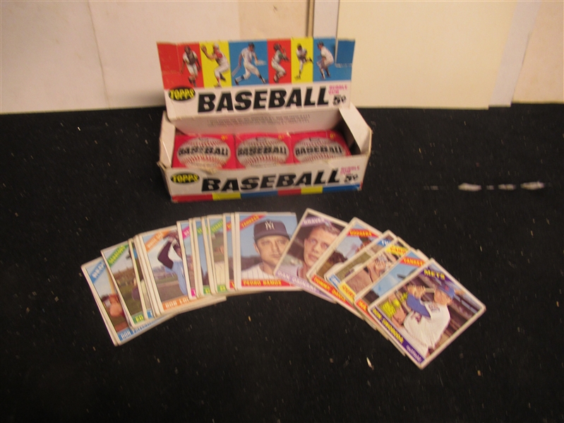 1966 Topps Baseball Memorabilia Lot - (1) Box, (3) Reconstituted Packs & (40) Cards