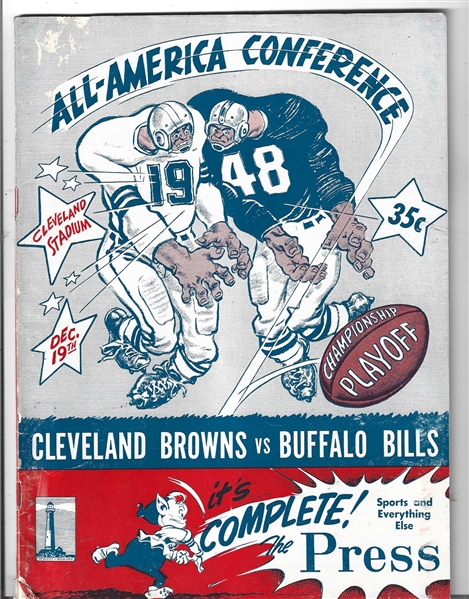 1948 AAFC Championship Game - Cleveland Browns vs. Buffalo Bille - Official Program