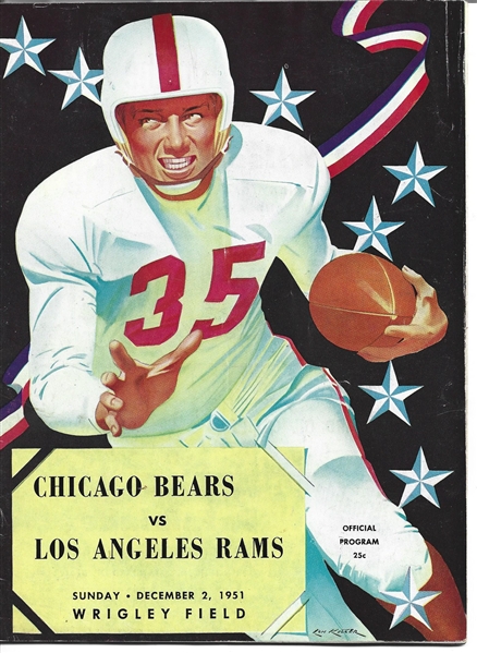 1951 Chicago Bears (NFL) vs. LA Rams Official Program at Wrigley Field