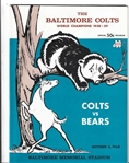 1960 Baltimore Colts (NFL) vs. Chicago Bears Official Program