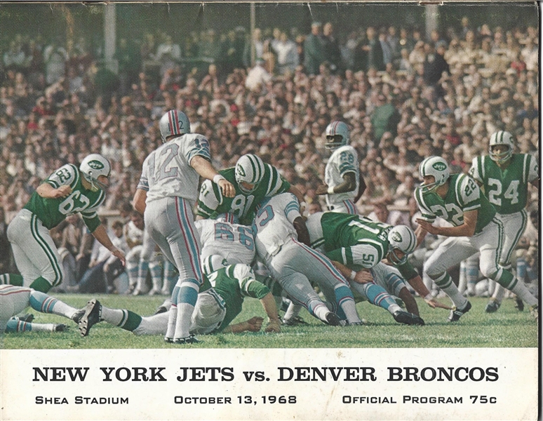 1968 NY Jets (AFL) vs. Denver Broncos Official Program at Shea Stadium