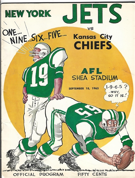 1965 Joe Namath (HOF) 1st NFL Game Ever Played - 9/18/65 - Official Program & Ticket