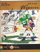 1967 Boston Patriots (AFL) vs. NY Jets with a Jim Nance Autograph On the front Cover