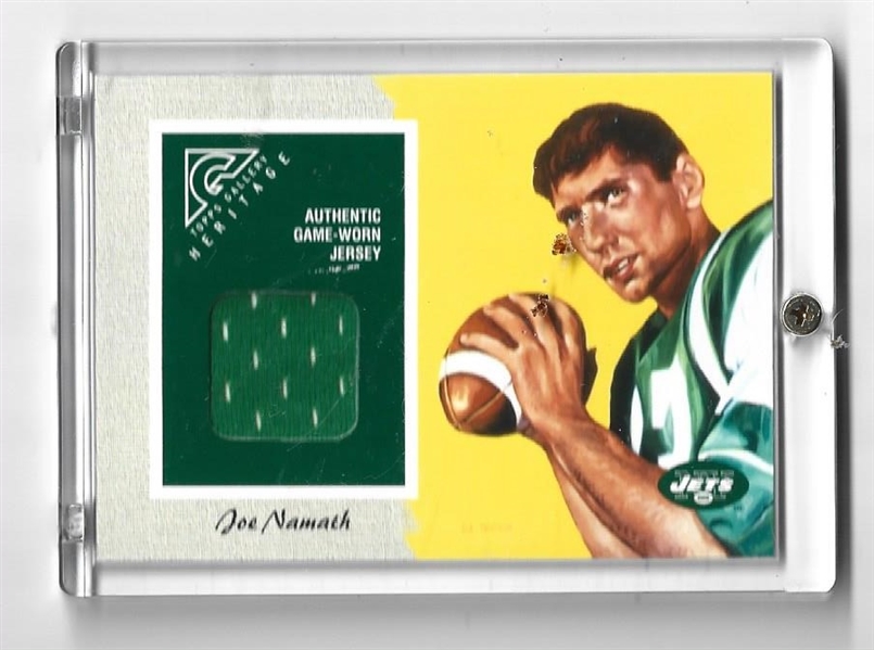 2002 Joe Namath (HOF) Topps Gallery Heritage Game Used Jersey Piece Card