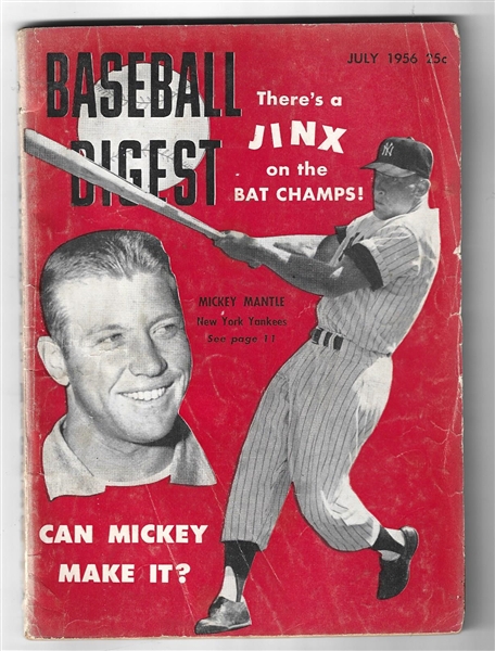 1956 Mickey Mantle (HOF) Baseball Digest From His Triple Crown Year