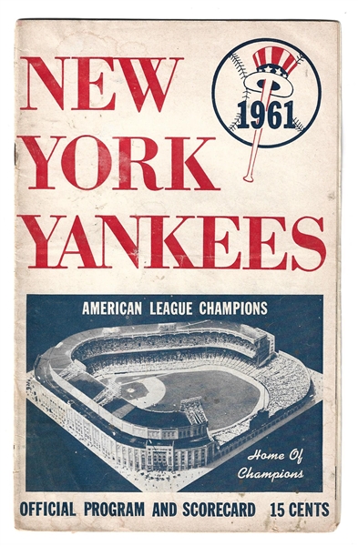 1961 NY Yankees Official Program - Maris 1st Inning HR vs. Baltimore Orioles