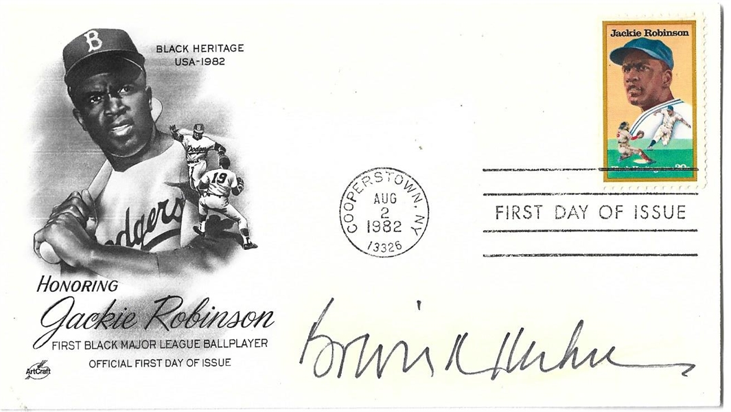 1982 Jackie Robinson (HOF) 1st Day Issue Stamp & Envelope with Bowie Kuhn Autograph