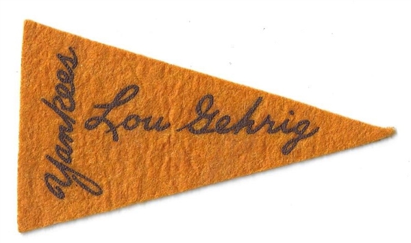 1930's Lou Gehrig (HOF) BF3 Mini Pennant