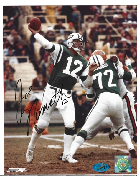 Joe Namath (HOF) Autographed Lot of (2) Color Action Photos - # 2